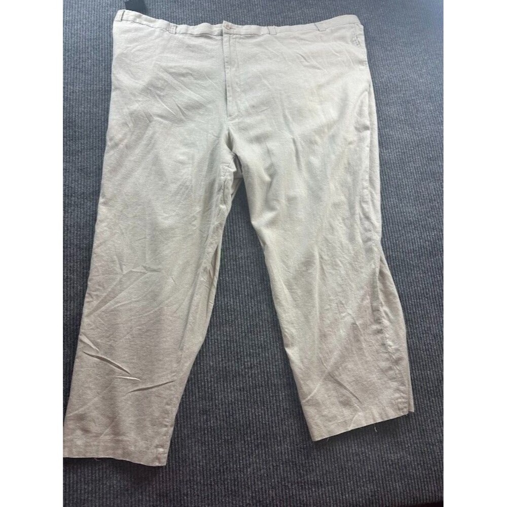 Kings Court Men's 56x38 Beige Linen Blend Flat Front Casual Pants Size